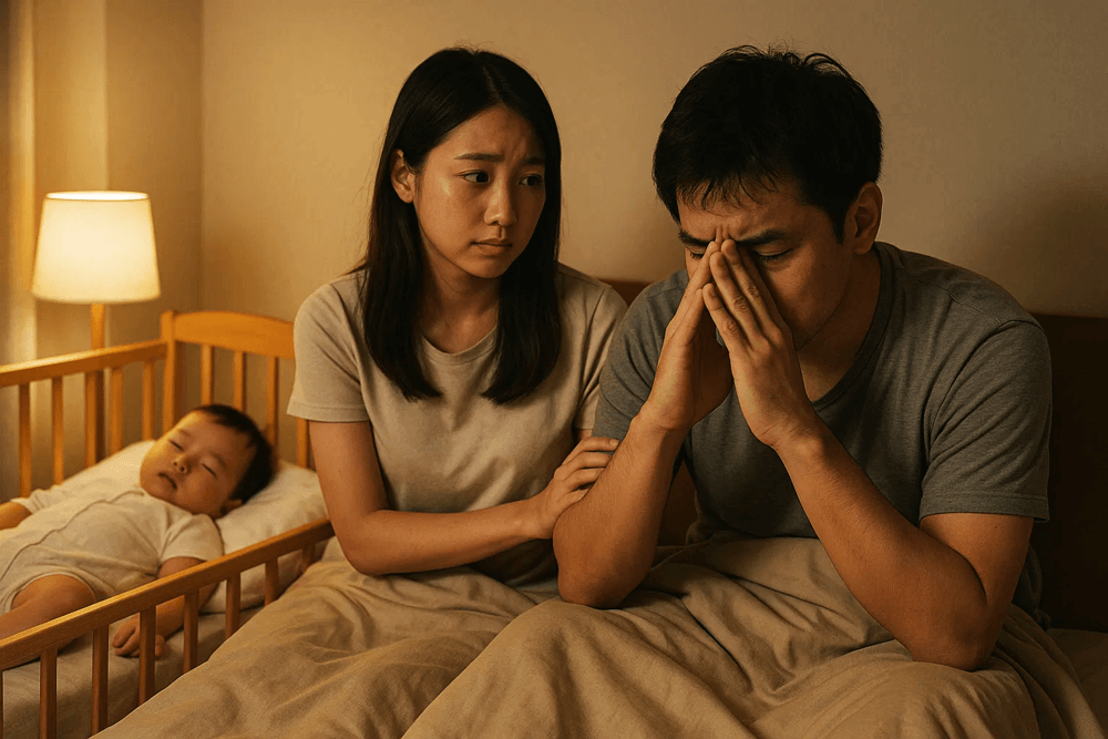 出産時の光景が頭から離れずEDとなり、困る夫とそれを見つめる妻