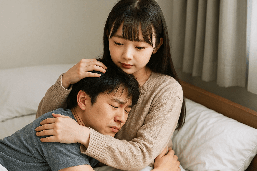 彼氏を慰める彼女