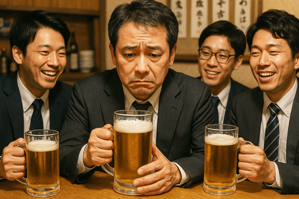 ビールを飲むのをためらう課長