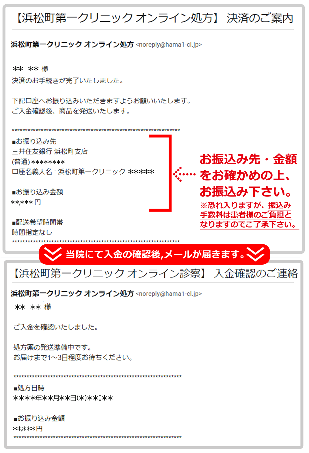 決済・配送方法｜オンライン診療【浜松町第一クリニック】