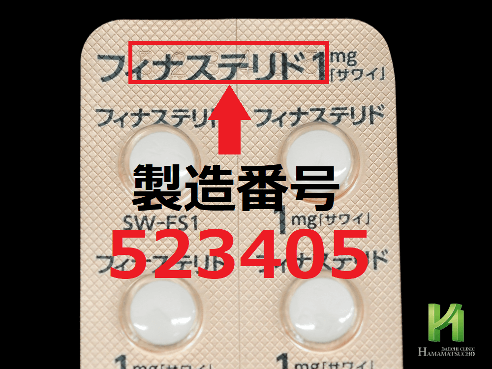 フィナステリド錠1mg「サワイ」シート記載の製造番号
