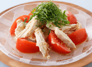 蒸し鶏とトマトの和風生姜マリネ