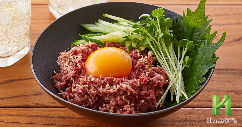 コンビーフのユッケ風｜男性のための精の付く料理レシピ集【浜松町第一